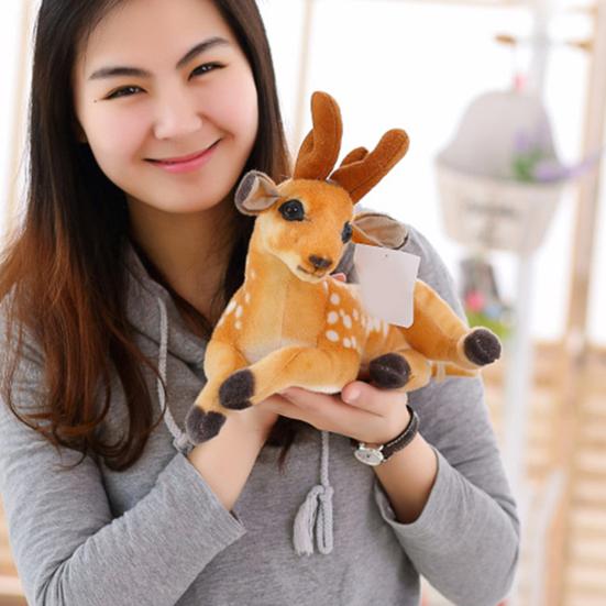 Plush Deer Toy Soft PP Cotton Filling Simulation Animal Doll Christmas Elk Decoration for Home Office Kids Room