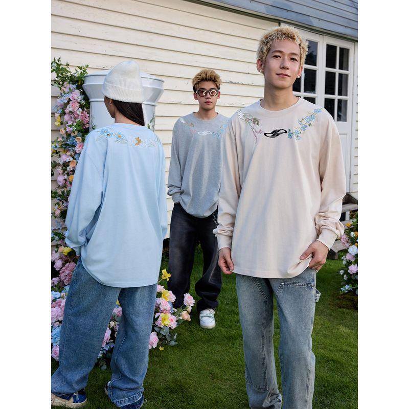 HACR Vintage Harshandcruel Garland Necklace Embroider New Chinese HACR Long Sleeves T-shirt