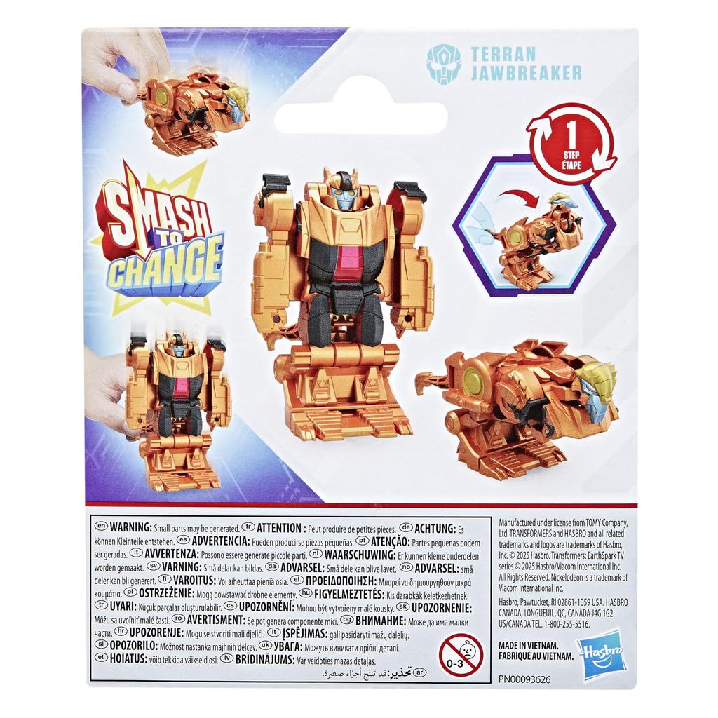 Transformers EarthSpark Smash Changer Terran Jawbreaker Action Figure Robot Toy for Boys and Girls Ages 6 and Up 1-Step 4-Inch