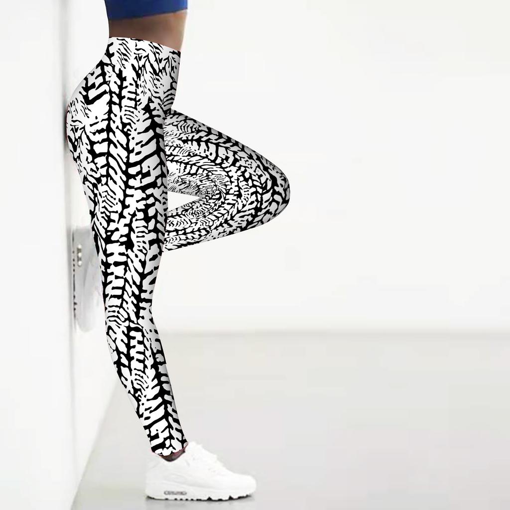 Damen Leggings mit bunten Stick-Prints, Stretch-Yoga-Leggings, Fitness, Laufen, Fitnessstudio, Sport, aktive Hose
