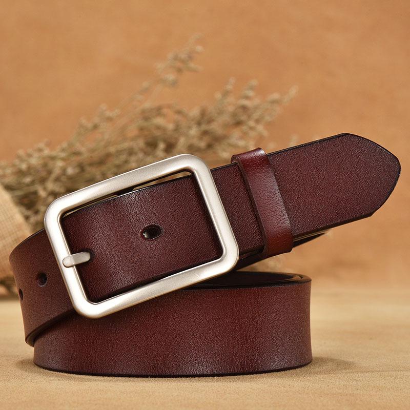

Women s Retro Cowhide Leather Belt - Pin Buckle, Trendy & Casual Waist-cincher for Jeans, Euro-American Style 115 cm