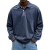 Men Casual Loose Long Sleeve Turn Down Collar Solid Polo Shirt