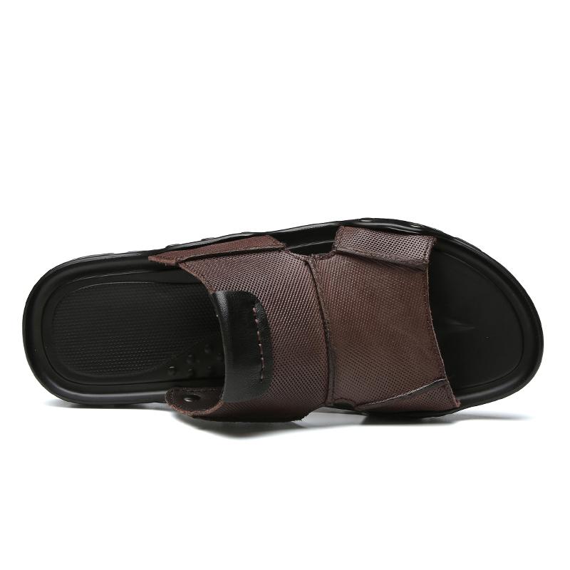 Summer Leather Slides Flat For Men Slippers Casual Black Palm Slide Slipper Outdoor Newest 2022 Men'S Beach Shoes Big Size 47