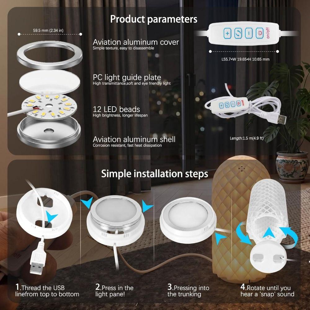 3 Color Temperature Puck Light Set 5V USB Light Kit DIY Lamp Parts  3D Printed Lamp Projects