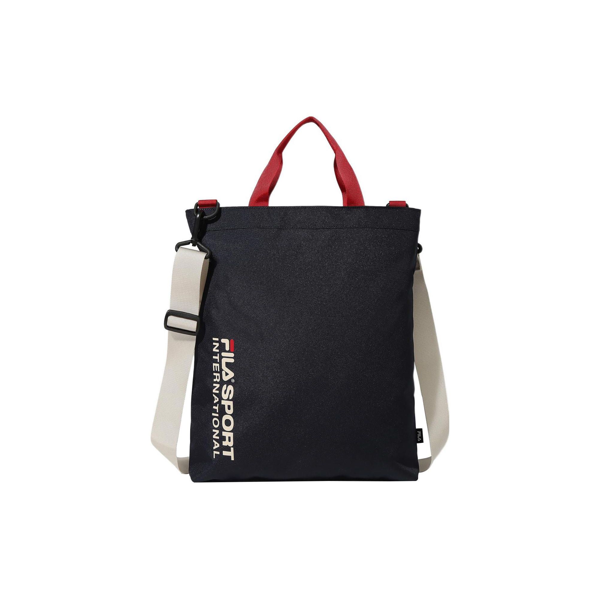 FILA Basic Logo Print Casual Large Capacity Polyester Tote Shopping Bag Shoulder Handheld Crossbody Bag Unisex Tote Bags Ink-Navy-Blue FS3BCF5031X-INA Ink Marine Blue
