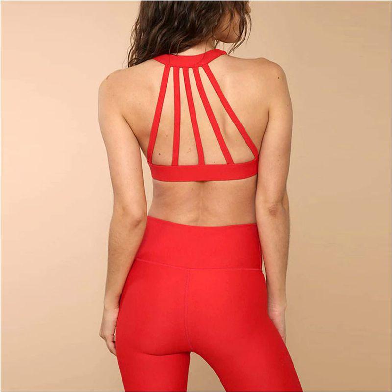 

Export Women s Yoga Vest No Cushion Tight Quick-Drying Fitness Sports Bra Fashion Sexy Bra Red Apricot Red L