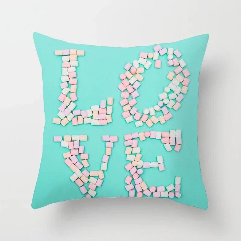 Home Decor Pink Tropical Leaves Pillowcase Bedroom Sofa Cushion Cover Geometric