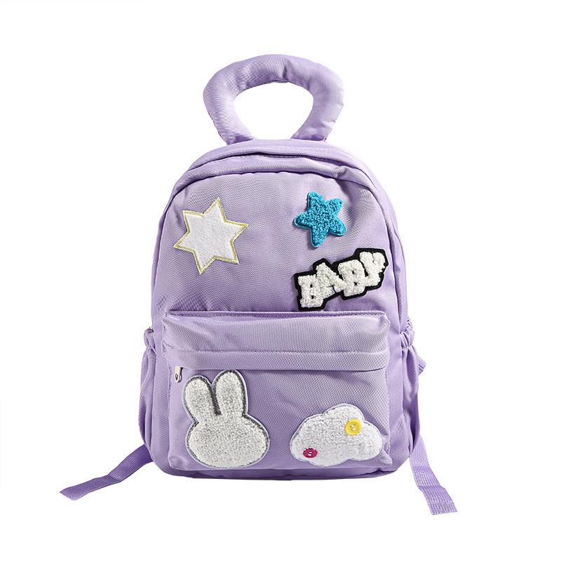 Cute Unisex Cartoon Rabbit Backpack For Toddlers Soft Comfortable School Bag фиолетовый