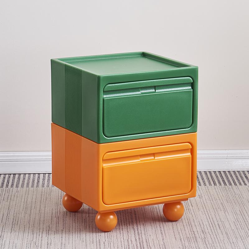 Multi-Layer Plastic Drawer Cabinet Bedside Storage Organizer for Children's Room And Bedrooms Compact Storage Unit for Small Spa