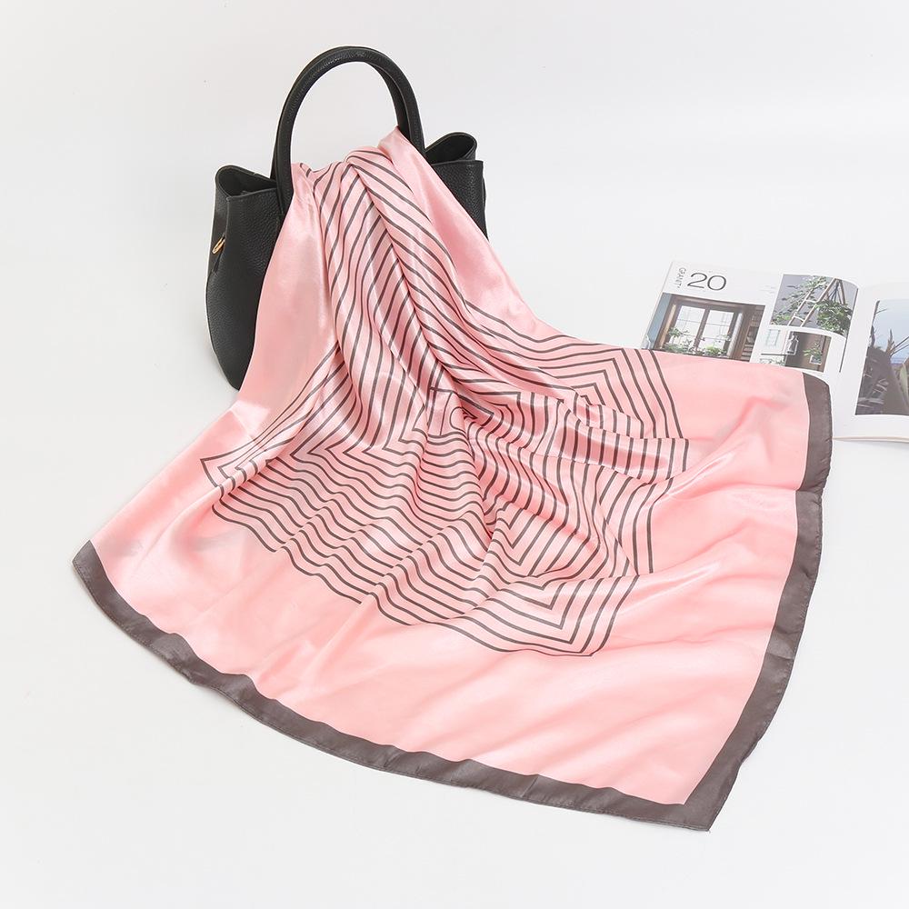 2024 Summer Korean Fashion Striped Satin Shawl for Women - Faux Silk Decorative Scarf FJ024
