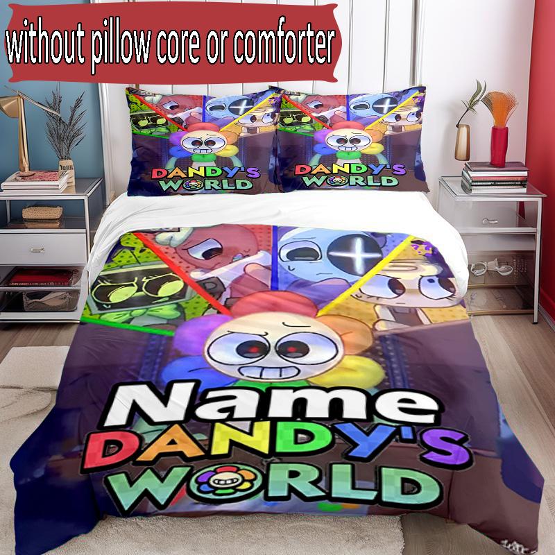 Zestaw 3 poszewek na kołdrę (1*Poszwa na kołdrę + 2*Poszewka na poduszkę, bez rdzenia), Personalizowany Zestaw Pościeli ze Wzorem 'Świat Dandy'ego', Dekoracja do Sypialni Domowej, Prezent