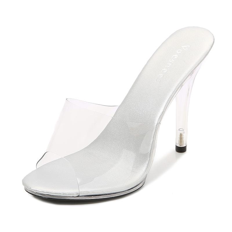 Women's 11CM Sexy Transparent High Heel Sandals - Super High Nightclub Party Shoes (Size 35-43), Large Size Sexy Evening Heels for Women