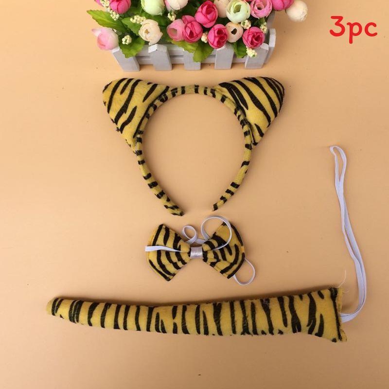 Halloween Animal Tiger Headpiece With Red Horns Demon Headband Cosplay For