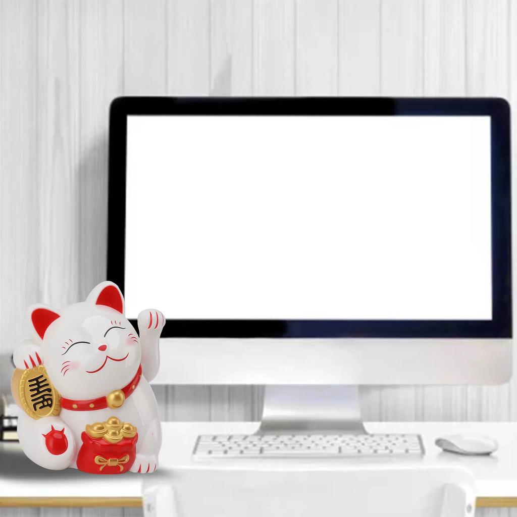 5.5in Electric Waving Arm Fortune Cat Decorative Cute Plastic Cat Ornaments for Cashier Desk Fortune Cat Decoration Fortune Cat