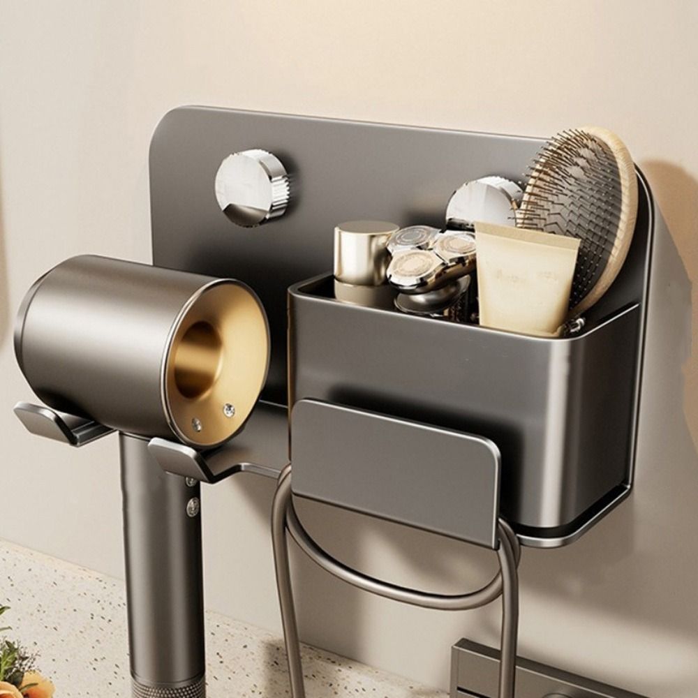Punch Free Suction Cup Hair Dryer Holder Carbon Steel Hairdryer Stand Hair Dryer Bracket for Home