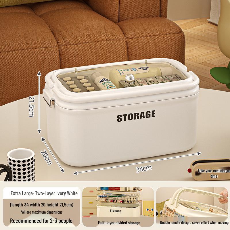 Large Capacity Multi-Layer Family Medicine Storage Box for First Aid and Medication Organization