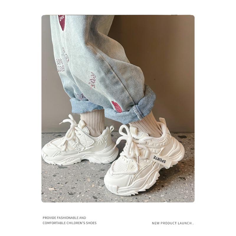 Girls' Sports Shoes Spring New Breathable Children's Daddy Shoes Soft Soles Students Running Shoes Students Small White Shoes