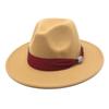 New Fashion Women Men Wide Brim Felt Jazz Fedora Hats Solid Color Party Trilby Wedding Hat Autumn Winter Hats 56-58-60CM