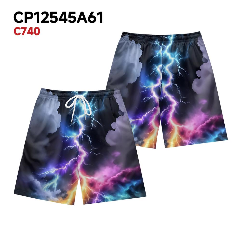 

European And American Dark Natural Lightning Element Men S Casual Shorts Beach Pants XXXXL