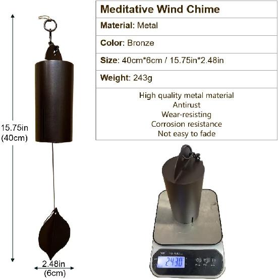 

Deep Resonance Serenity Bell Wind Chime, Gong Chime Suitable for Meditation Ancient Copper Pipe is Hanging on Decorative windowsill, Terrace and