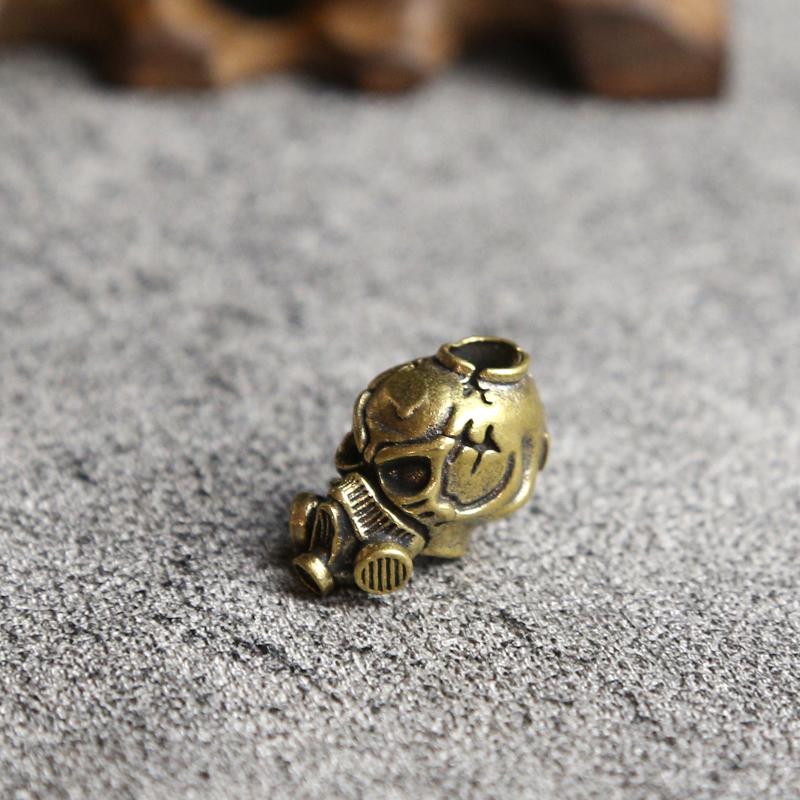 Biochemical Skull Head Brass Knife Beads Personality Punk Gas Mask Skeleton EDC Outdoor Tool Survival Paracord DIY Accessories