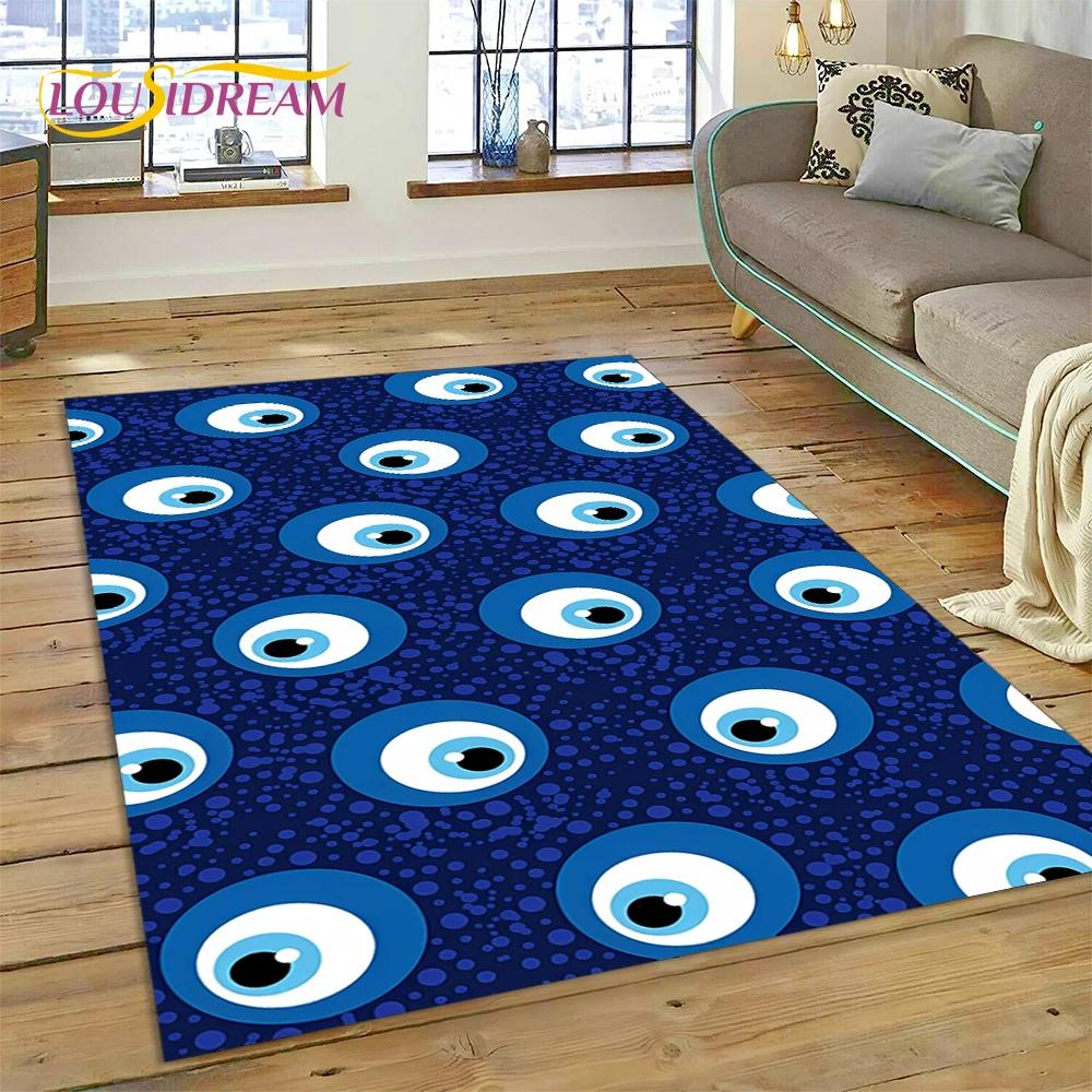 Evil Eye Turkey Blue Nazar Eye of Horus Rug Carpet for Living Room Bedroom Decor,Floor Mat Non-slip Decoration for Sofa Doormat