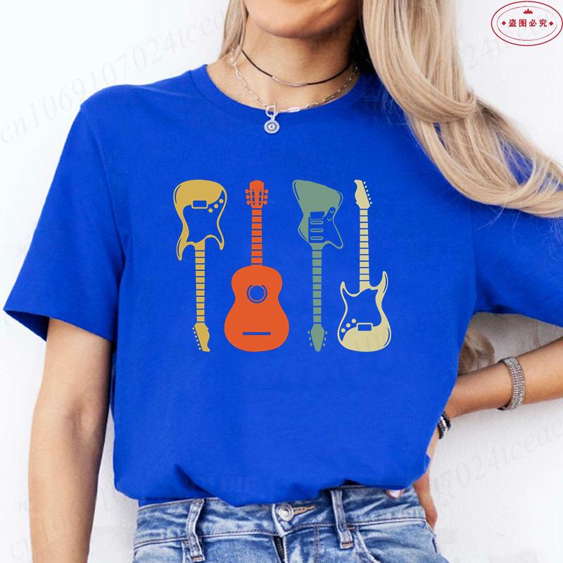 Aesthetic T-shirt Women Clothing Fashion Guitar Graphic Y2k Tops Harajuku Comfortable O Neck Short Sleeve Female Tees Shirt