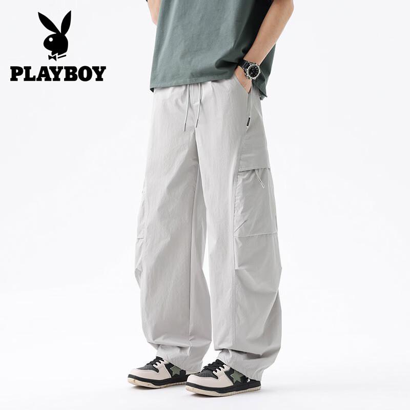 PLAYBOY Men s Ice Silk Loose Fit Casual Cargo Pants M