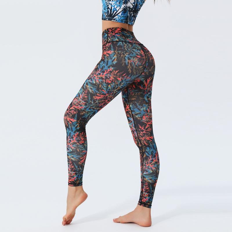 New Arrival Yoga Trousers with Floral Print Leggings High-Waisted, Form-Fitting, Buttock-Lifting Sports Fitness Trousers