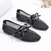New Mesh Bowknot Breathable Flats Female Hollow Soft Sole Comfort Mary Jane Women Leisure Ankle Strap Round Toe Ballet Shoes