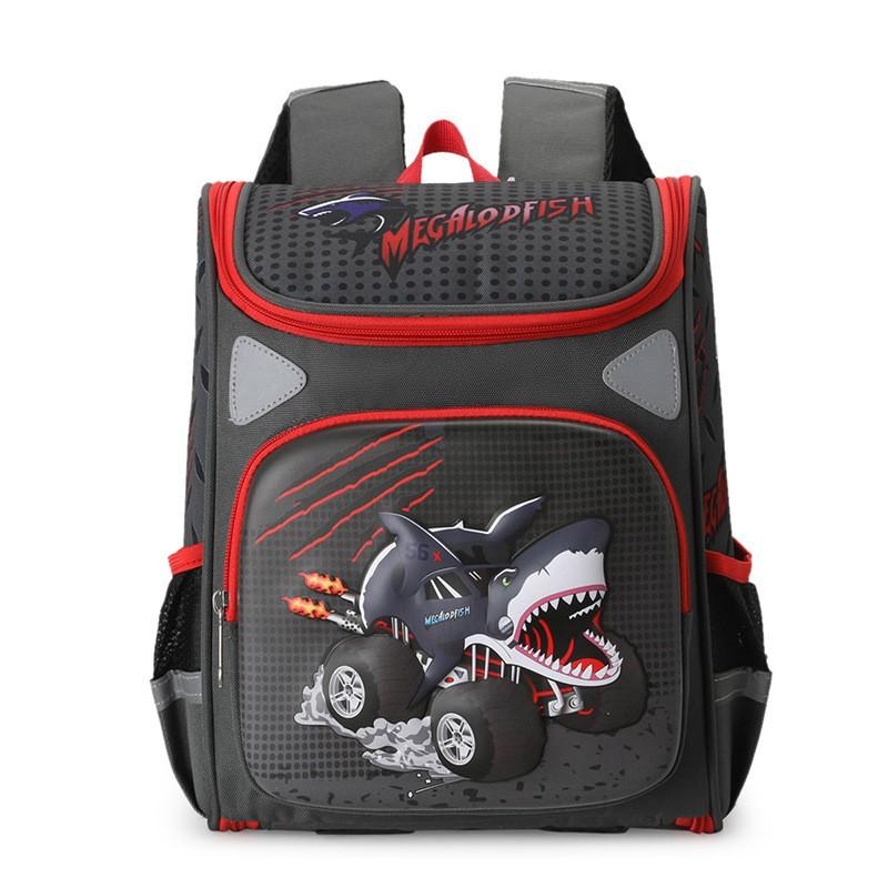 Kids 3D Cartoon Backpack School Lightweight Ergonomic Dual-Shoulder Bag With Reflective Safety Stripes Nylon Grades 1-2