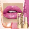 Batom perolado brilhante e veludo com microglitter colorido e batom à prova d'água com espelho perolado e esmalte labial hidratante nude fosco