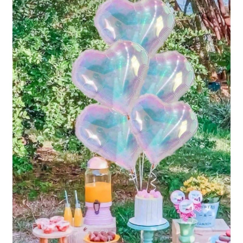 

Пять 18-дюймовых красочных фольгированных шаров в форме сердца, красивые разноцветные шары, подходят для украшения на день рождения и фестивальных шаров