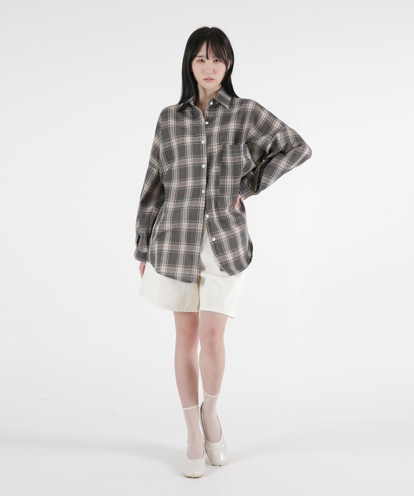 UMM Women'S Pocket Oversized Check Shirt 2 Colors