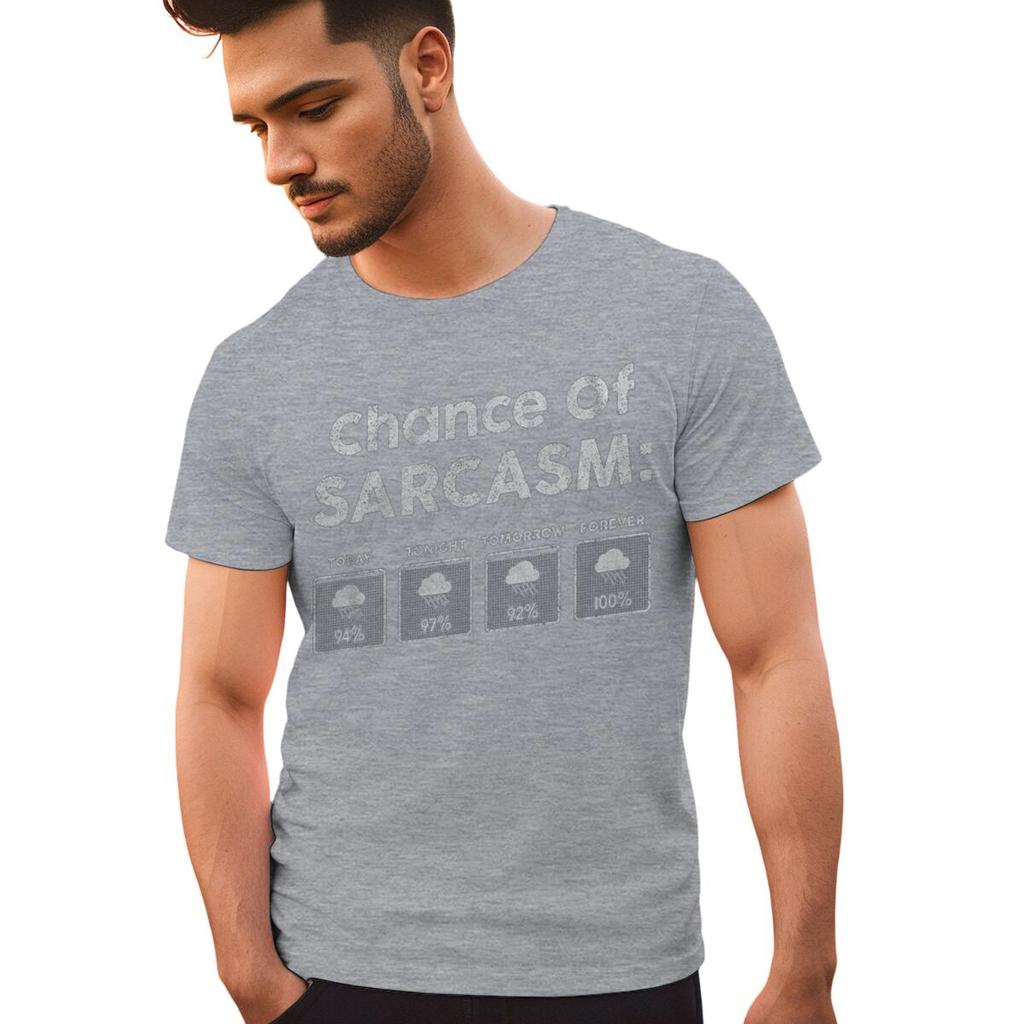 Chance auf Sarkasmus Heute Print T-Shirt Herren Damen Vintage Humor Streetwear Kurzarm Rundhals Lustig Kleidung Herren