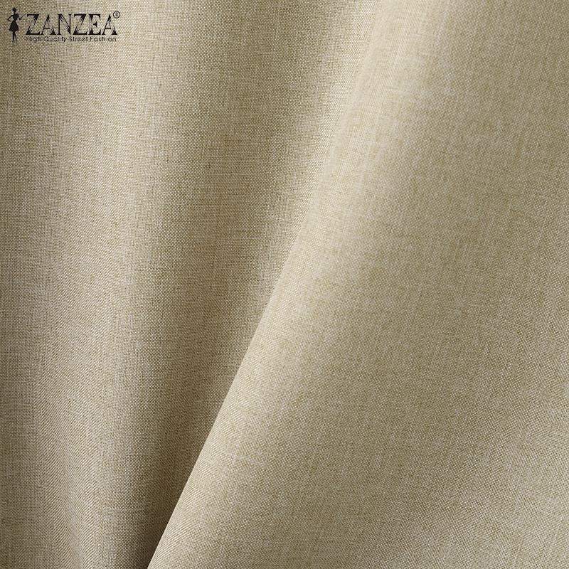 ZANZEA Women Summer Round Neck 3/4 Slit Sleeve Blouses