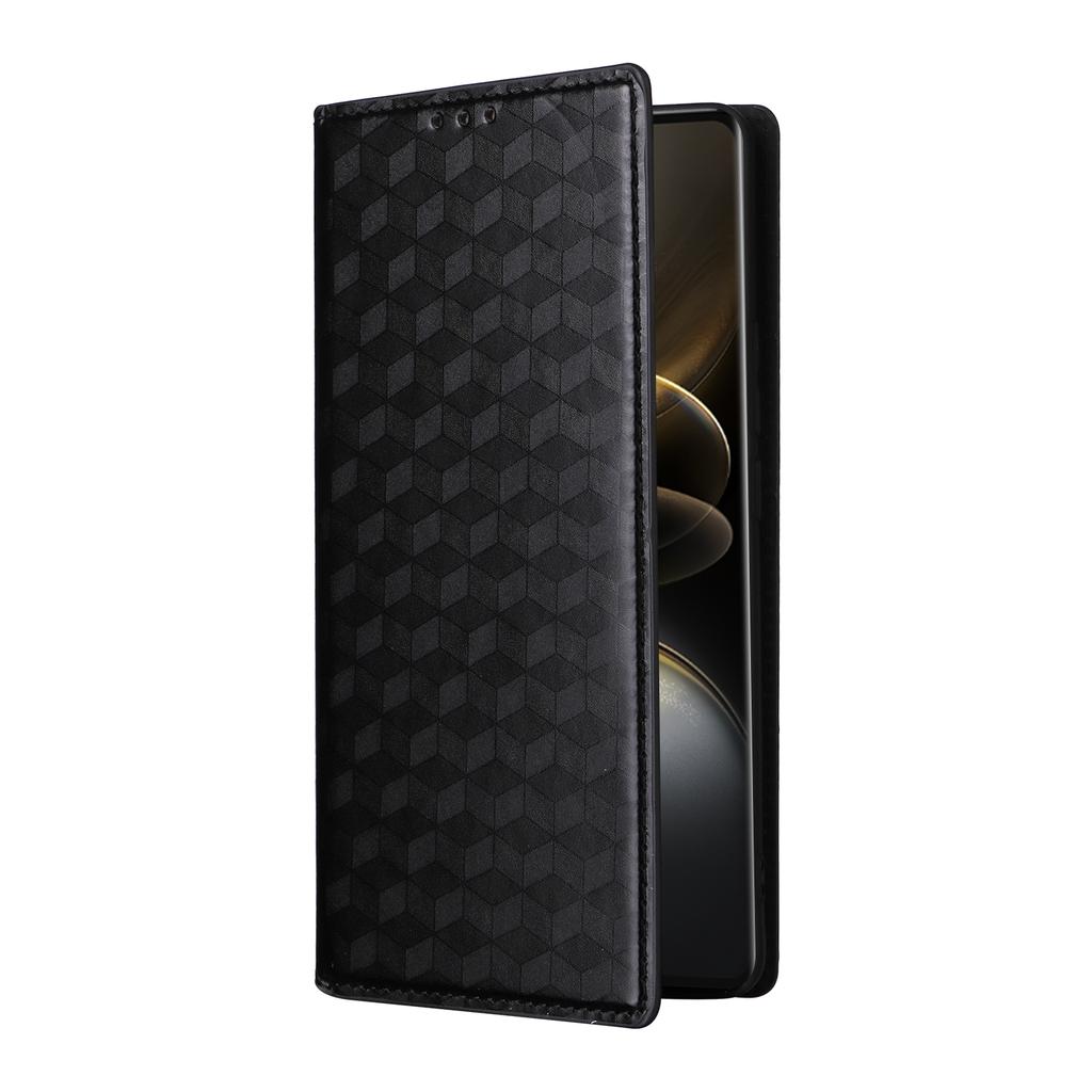 For vivo X100 Ultra 5G Case Rhombus Imprinted Wallet Stand PU Leather Phone Cover