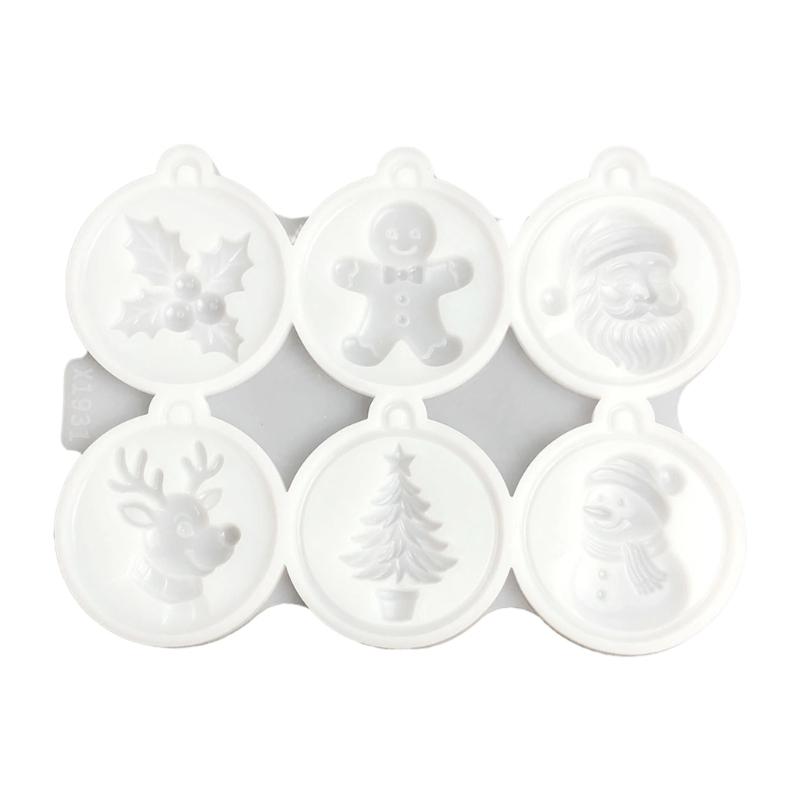 Flexible Silicone Christmas Mould for Wax and Resin Casting, 6 Holiday Cavities with Textured Designs for Candle and Handmade Decoration