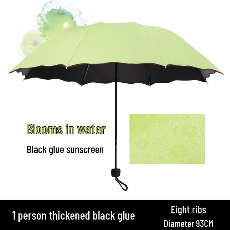 Women's Dual-Use Umbrella: Rain or Shine, Thickened, Three-Fold, with UV Protection and Customizable Logo Printing.