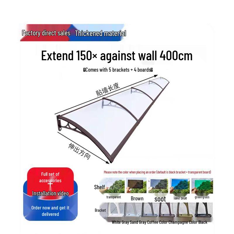 Aluminum Alloy Window Awning: Outdoor Polycarbonate Sunshade & Rain Shelter for Doorway or Balcony