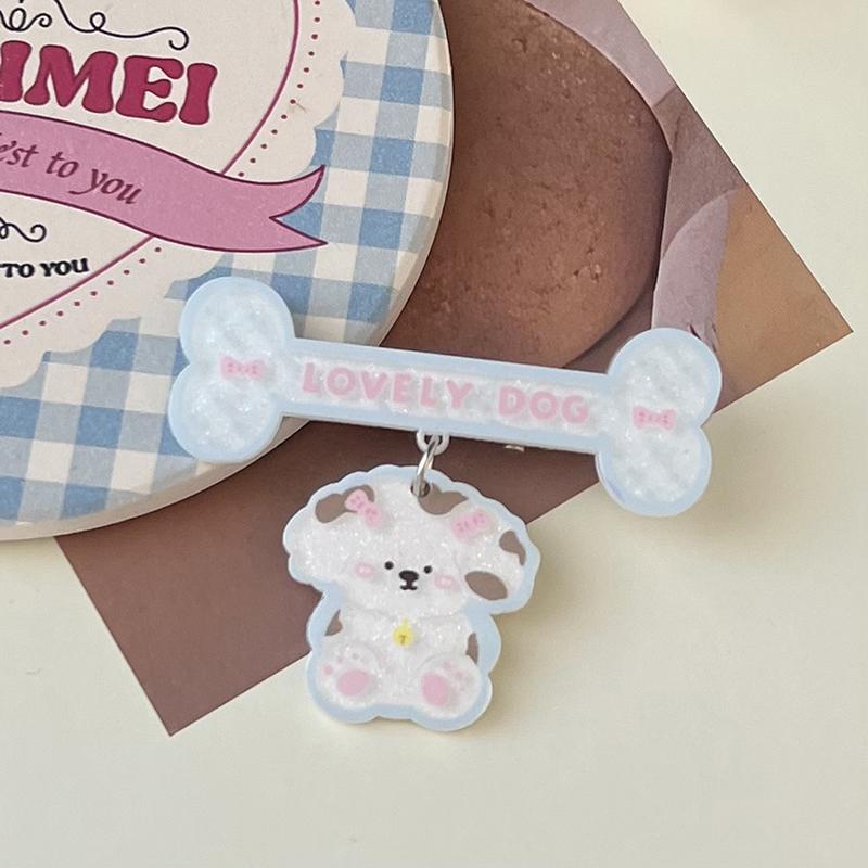 

Милый мультяшный щенок, кулон, заколка для волос в виде кости для женщин и девочек, милые заколки, боковая челка, зажим, универсальные аксессуары для волос синий