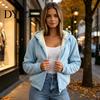 Casual Hooded Coat Women Fleece Jacket with Pockets, Fall Winter Zip-Up Pockets Coat, Loose Fit Warm Thickened Outerwear for Lady