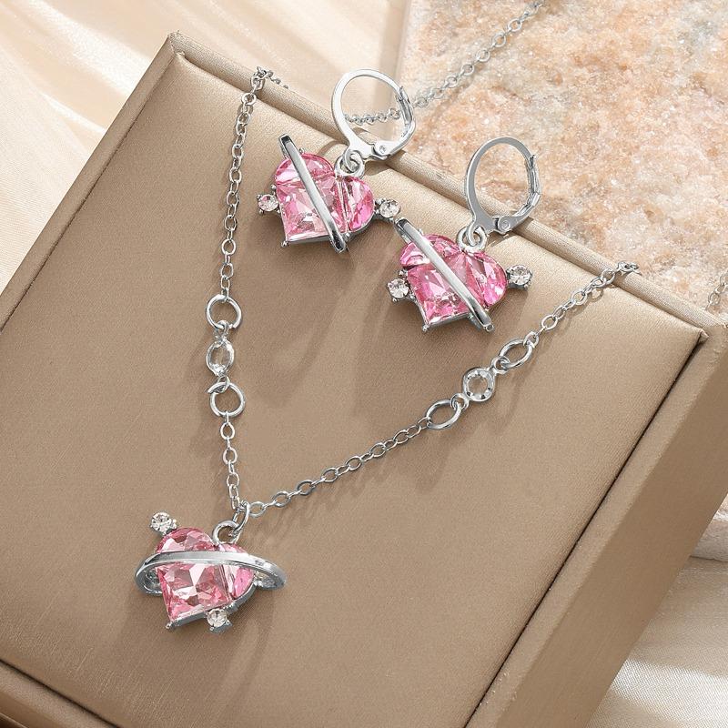 Simple Retro Elegant Exquisite Pearl Diamond Double Beaded Personalized French Collarbone Necklace Stud Earrings Set