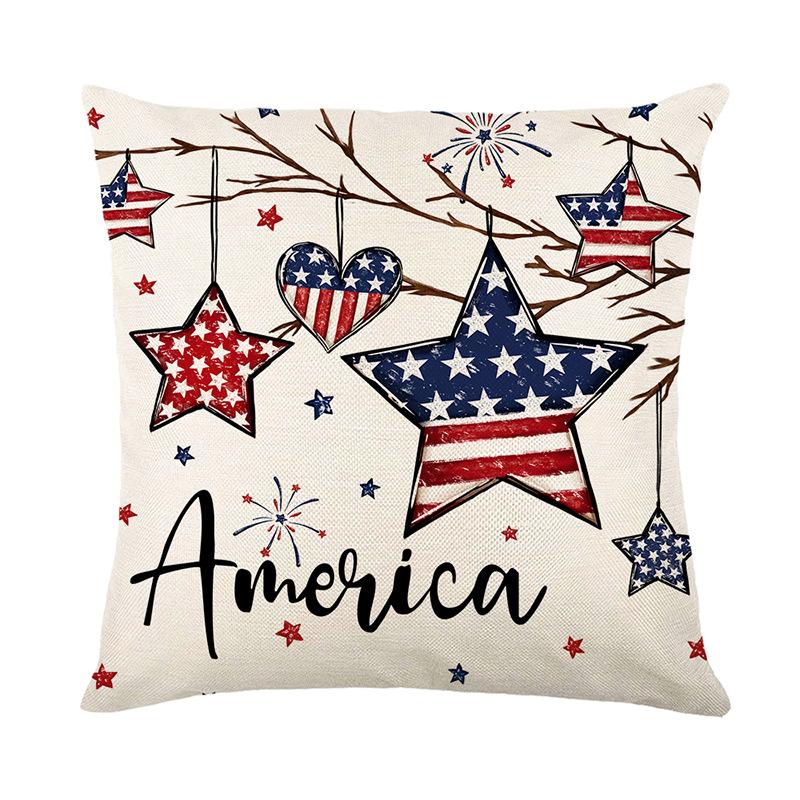 

New Independence Day Polyester Printed Cushion Cover American Retro Cushion Cover Living Room Sofa Decorative Cushion Cover 45 * 45Cm (without pillow core)