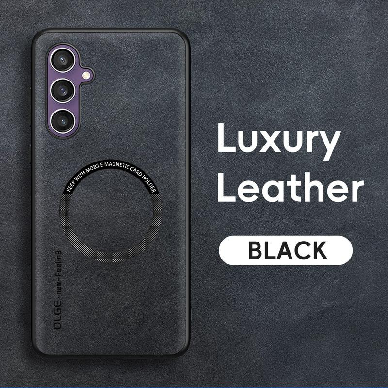 Magnetic For Magsafe Leather Case For Samsung Galaxy S25 S24 S23 S22 Ultra S23 S24 FE Luxury Wireless Charge Phone Back Cover