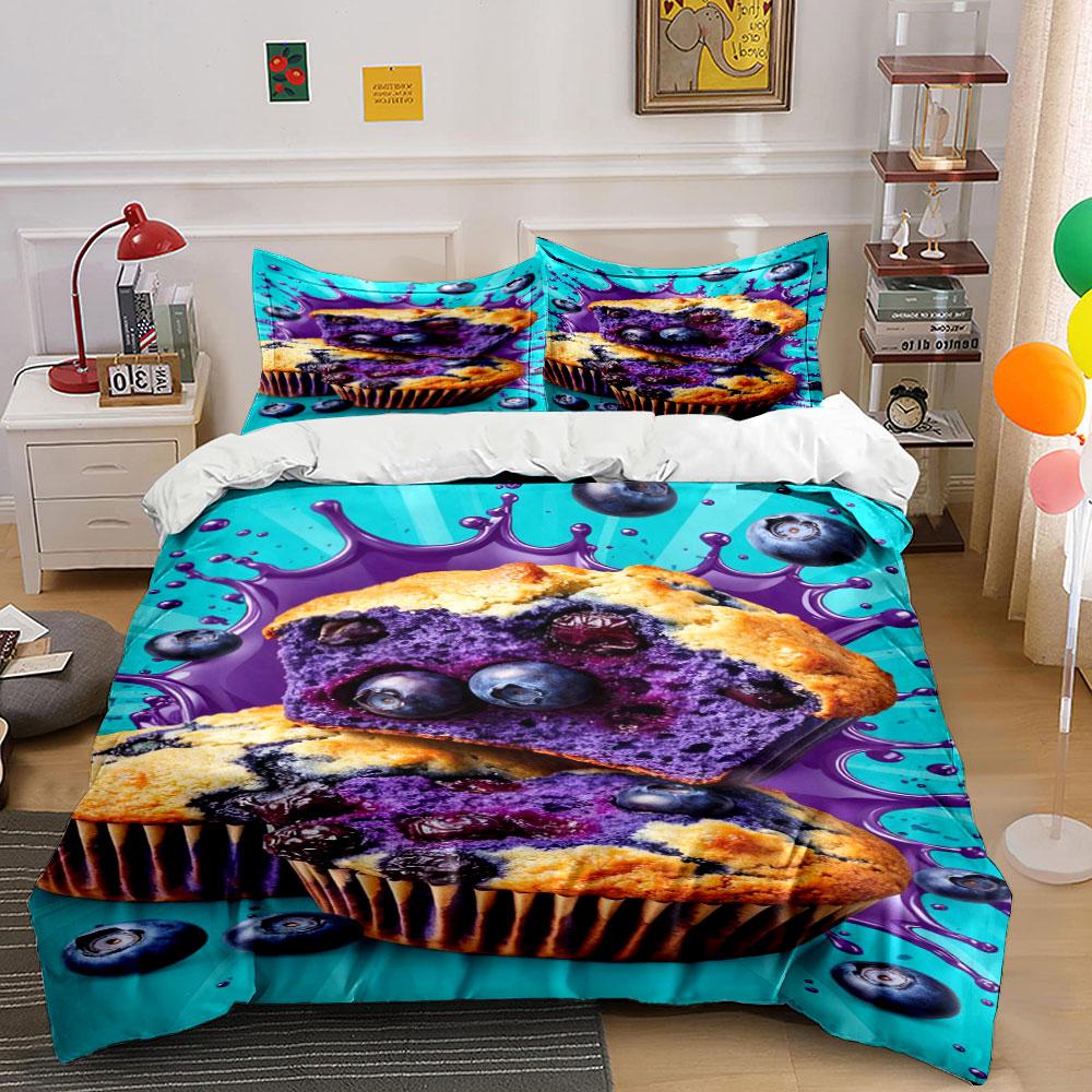 Blueberry muffins and splashes. Bedding sets Duvet cover sets Duvet covers Pillowcases(1*Duvet Cover 2*Pillowcases without duvet insert) 135x200cm