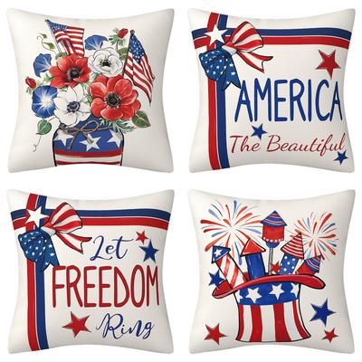 Letter Printed Pillow Case USA Independence Day Linen Home Sofa Decoration Cushion Cover Bedroom Pillow Cover