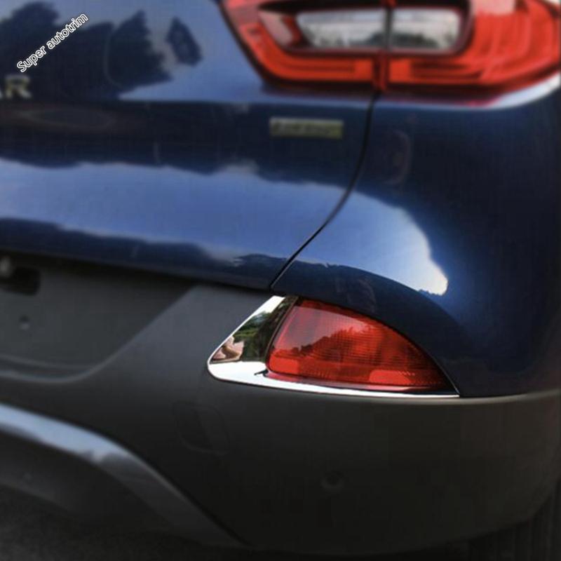 2PCS Car Rear Fog Lights Lamp Eyebrow Eyelid Strip Cover Trim For Renault Kadjar 2016 2017 2018 ABS Chrome Accessories Exterior
