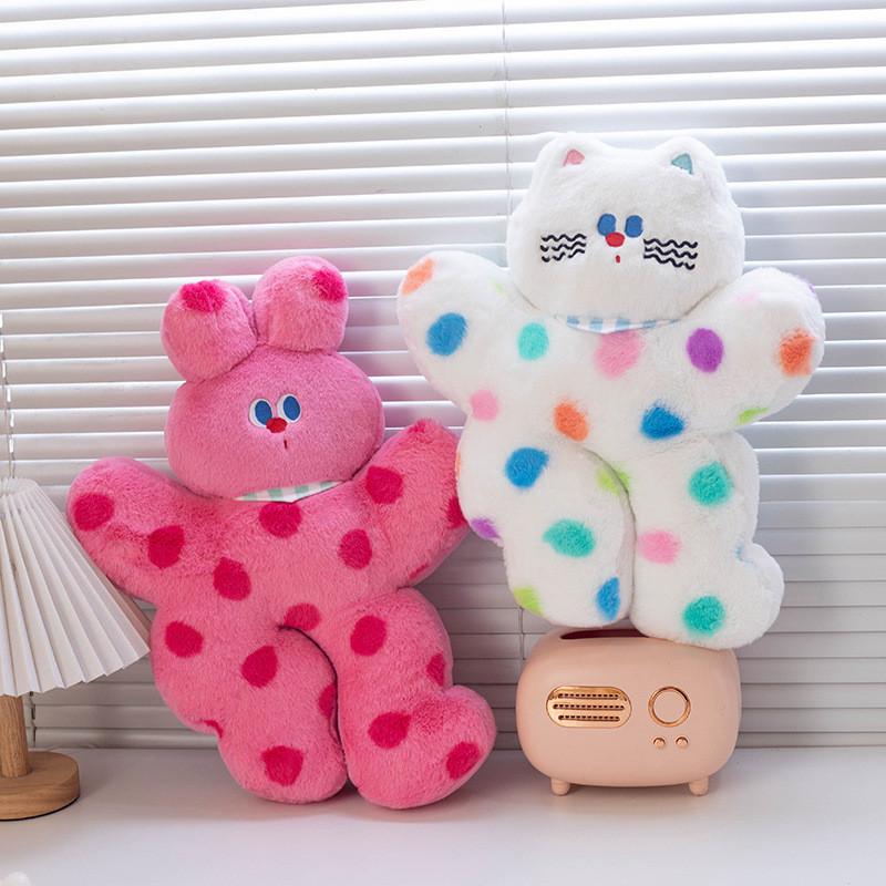 Polka Cartoon Dopamine Dot Cat Rabbit Puppy Plush Toy Children Doll Companion
