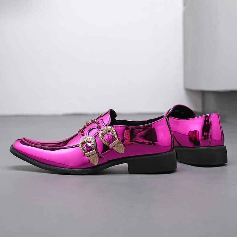 Fashion New Pointed Toe Slip On Glossy Patent Leather Chelsea Shoes Male Designer Wedding Dress Footwear Zapatos Hombre